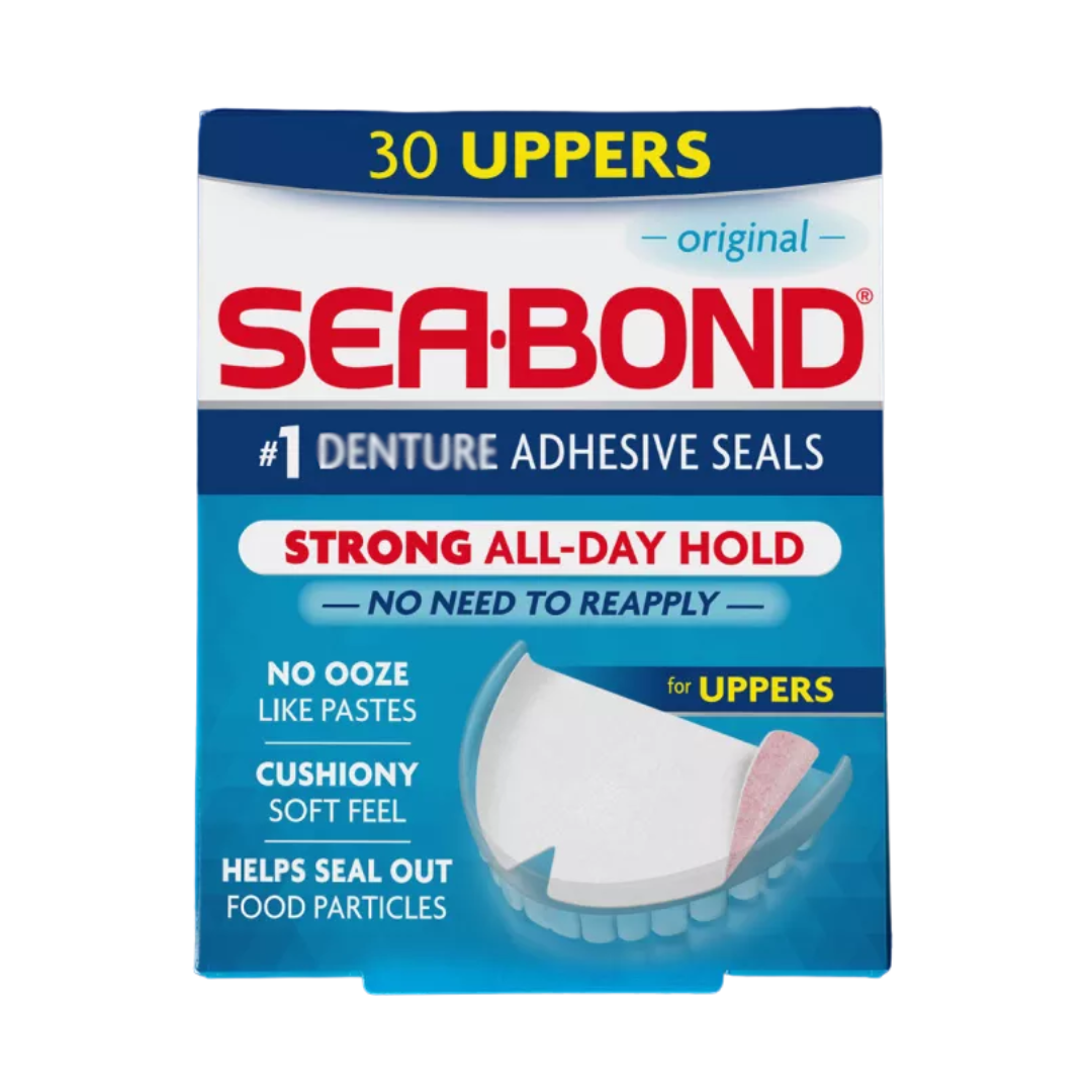 Sea Bond Original Denture Adhesive Seals All-Day Strong Hold, 30 Count