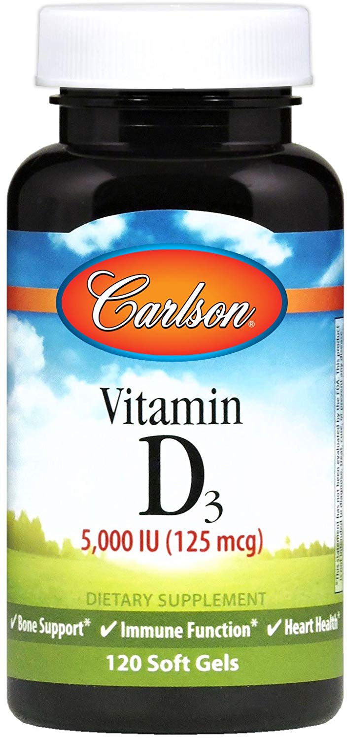 Carlson Vitamin D3 5,000 IU, 125 mcg 120 Soft Gels