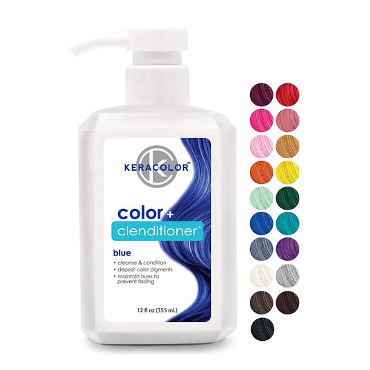 Keracolor Color + Clenditioner, Semi Permanent Hair Color Depositing Conditioner, Blue, 12 fl.oz / 355 ml