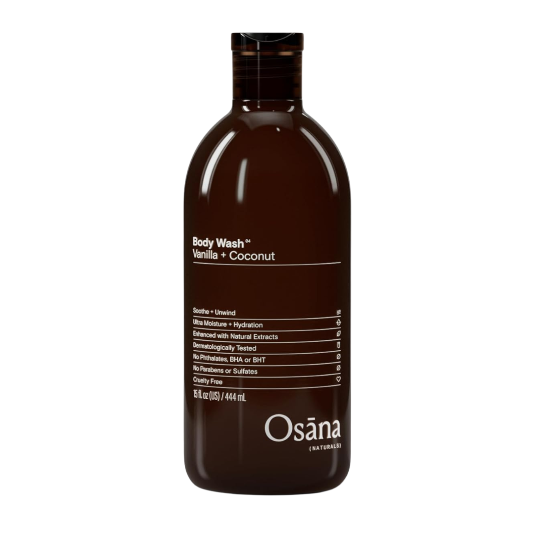 Osana Naturals Vanilla + Coconut Body Wash, 444 ml / 15 fl. oz