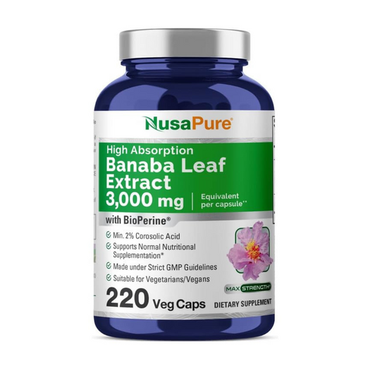Nusapure High Absorption Banaba Leaf Extract 3000mg, 220 Veggie Caps