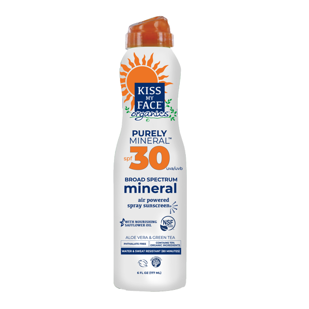 Kiss My Face Purely Mineral SPF30 broad Spectrum Mineral Aloe Vera & Green Tea 6fl.oz. 177mL