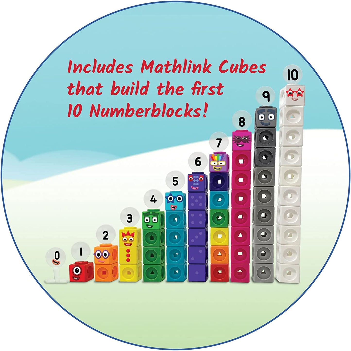 Hand2Mind Number Blocks MathLink Cubes 1-10 Activity Set, Ages 3+