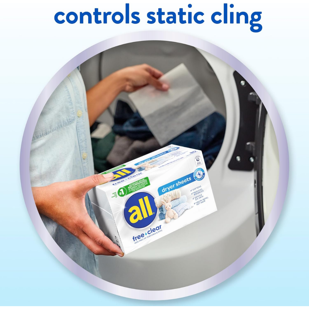 All Dryer Sheets Fabric Softener, 195 Dryer Sheets