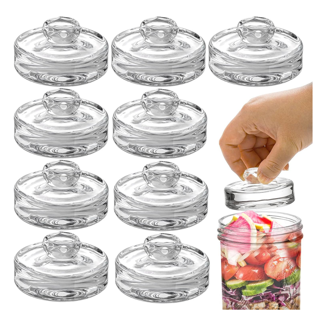 YOUEON Fermentation Glass Weights with Easy-Grip Handles for Wide-Mouth Mason Jars, 9 Pack