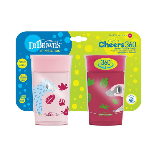 Dr. Brown's Milestones Cheers 360 Spoutless Transition Cup 10oz/300ml (2 Pack)