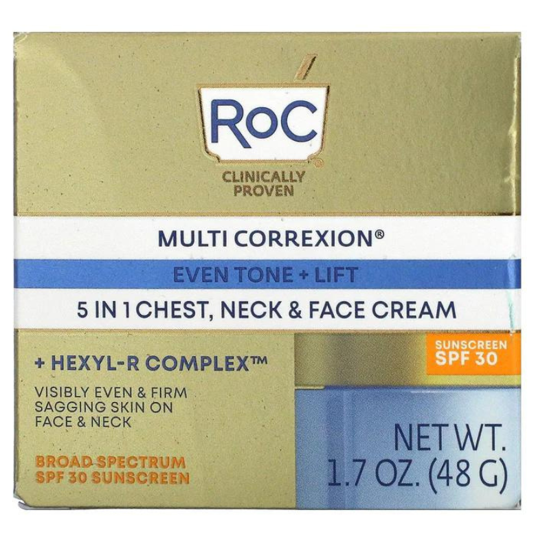 RoC Multi Correxion Even Tone + Lift Chest, Neck & Face Cream with SPF 30, 1.7 oz. / 48g