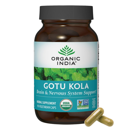 Organic India Gotu Kola Brain & Nervous System Support Supplement 90 Vegetarian Caps