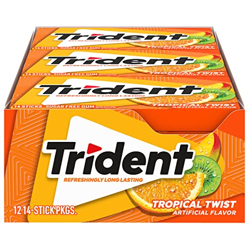 Trident Refreshingly Long Lasting Sugar-Free Gum 14 Sticks Each, 12 Packets