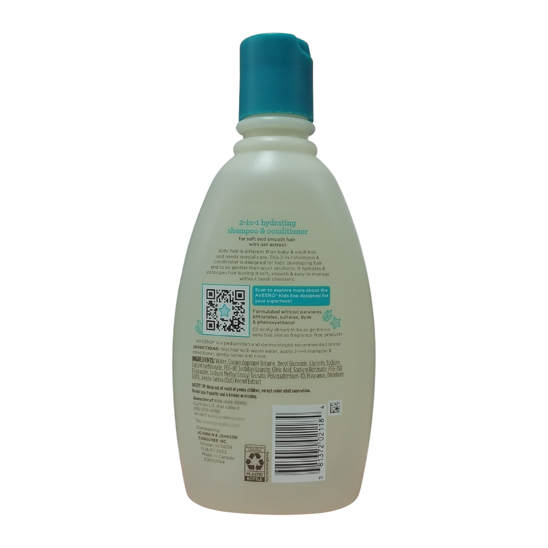 Aveeno Kids 2-in-1 Hydrating Shampoo & Conditioner, 12 oz / 354 ml