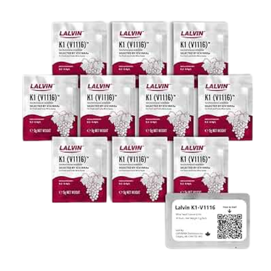 Lalvin K1-V1116 Yeast for Winemaking,  10 Packs