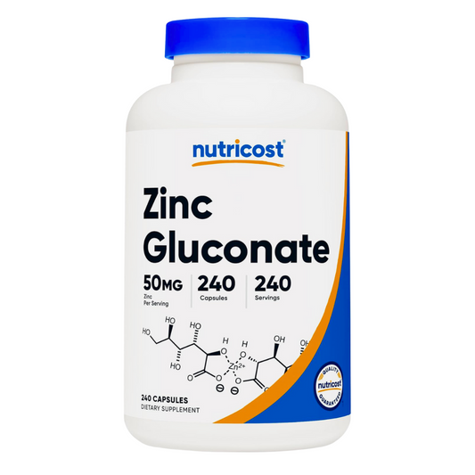 Nutricost Zinc Gluconate 50mg Supplement 240 Capsules