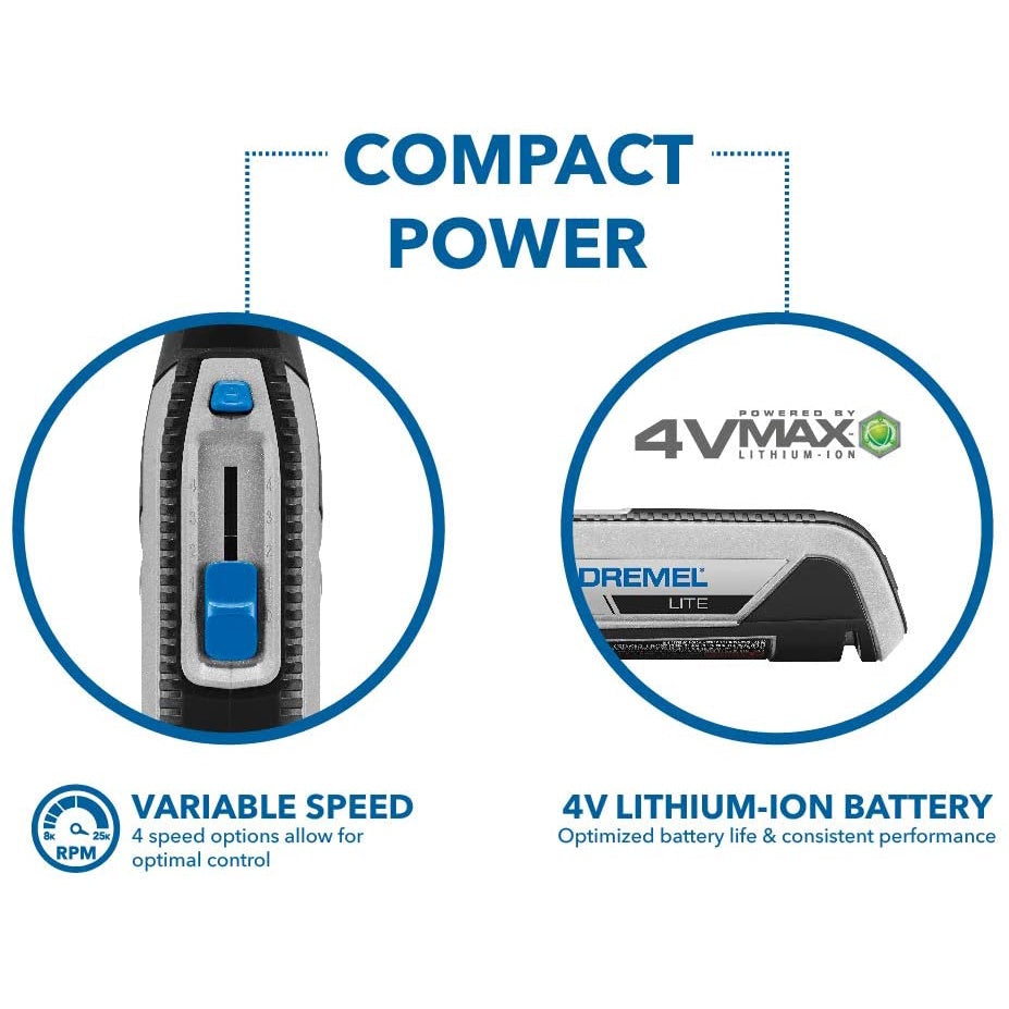 Dremel Lite 7760 N/10A 4V Li-Ion Cordless Multi-Purpose Rotary Tool Kit, USB Charging