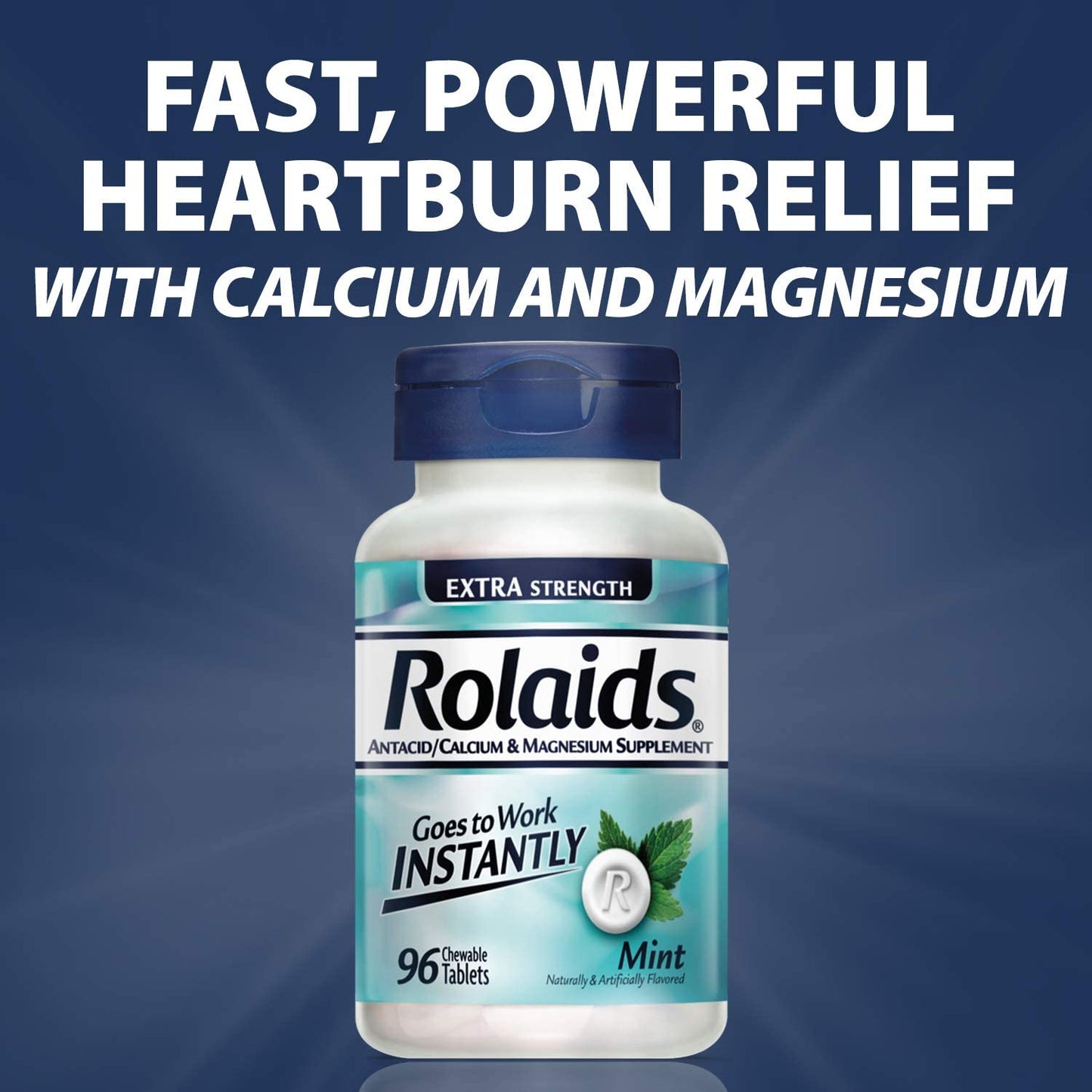Rolaids | Antacid Calcium and Magnesium Extra Strength, Mint (96 Tablets)