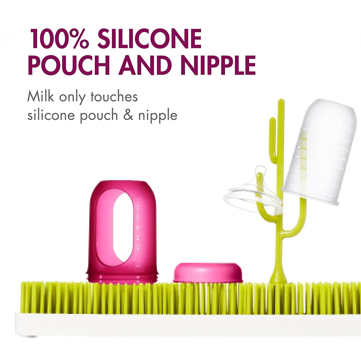 Boon Nursh Silicone Pouch Bottle Air Free Feeding Stage 2 Medium Flow 8 Oz / 236ml Set Of 3