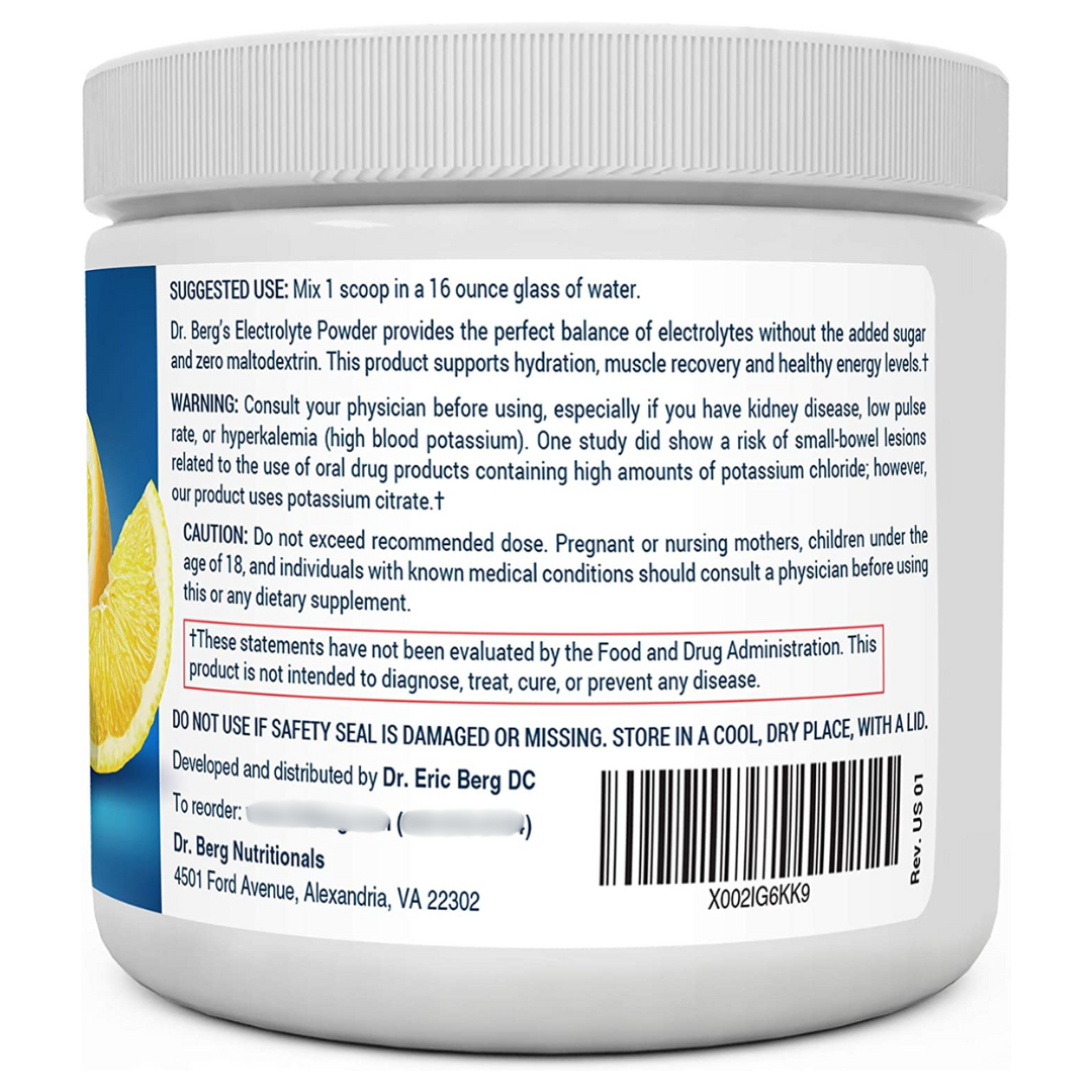 Dr. Berg’s Electrolyte Powder Raspberry & Lemon Natural Flavor, 330g