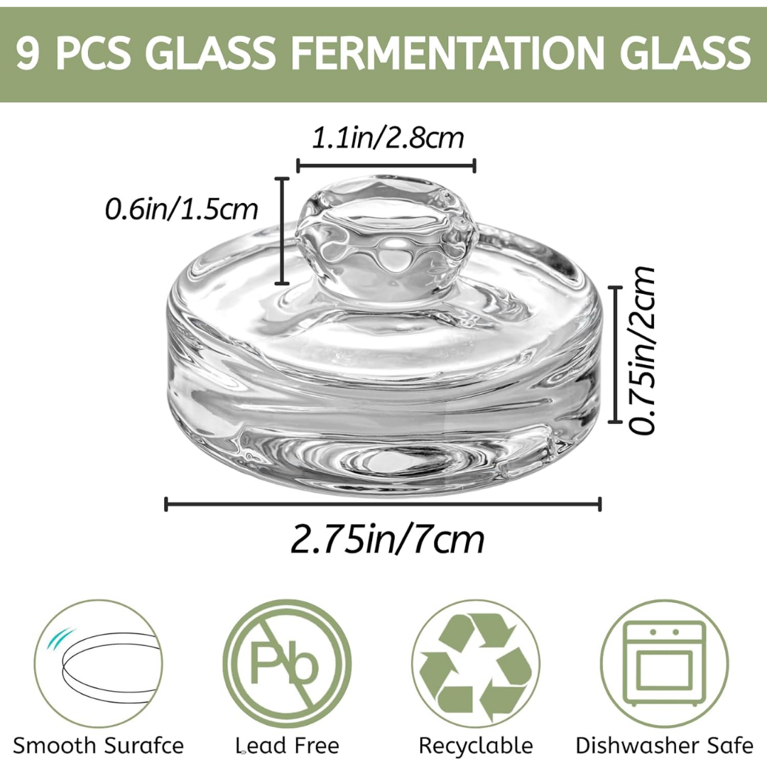 YOUEON Fermentation Glass Weights with Easy-Grip Handles for Wide-Mouth Mason Jars, 9 Pack