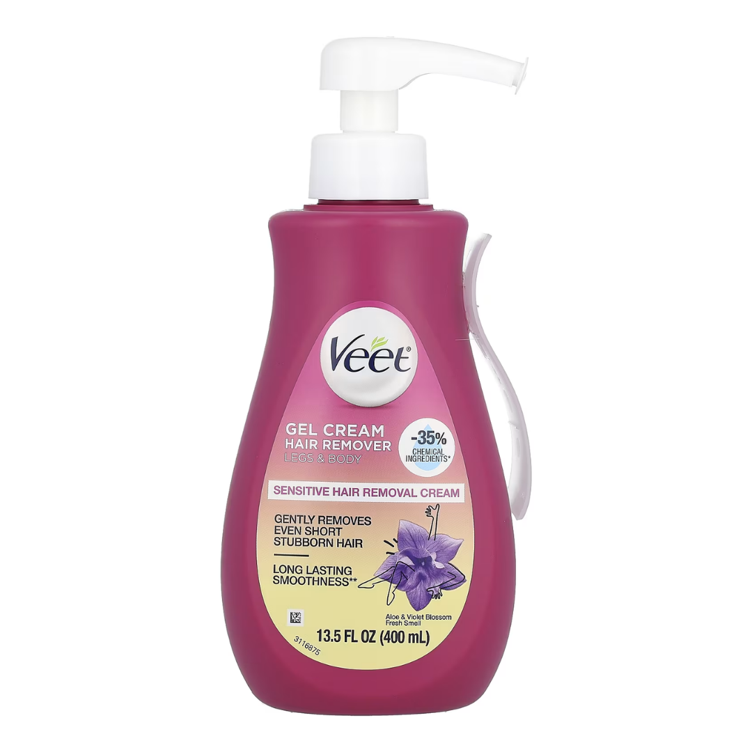 Veet Gel Cream Hair Remover Legs & Body Aloe & Violet Blossom Fresh Smell, 13.5 oz / 400 ml