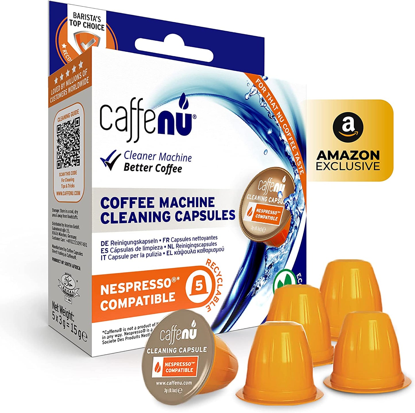 Caffenu 5-Pack Nespresso Cleaning Capsules, Cleaning Pods with Nespresso Originaline Machines