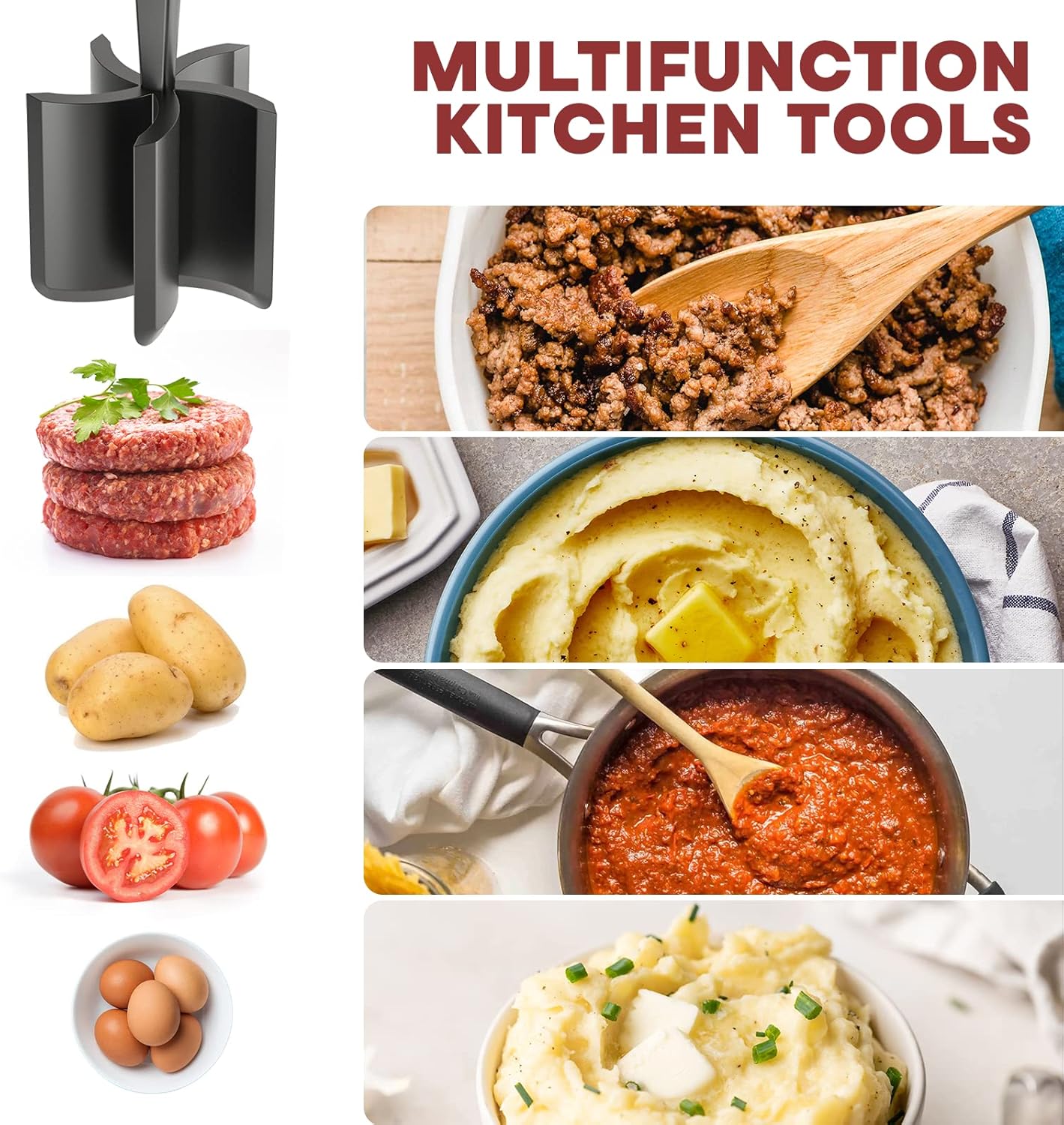 Pgyrd Chopper Hamburger Grinder Premium Heat Resistant Smasher for Ground Beef Nylon Potato Mix, 1 Piece