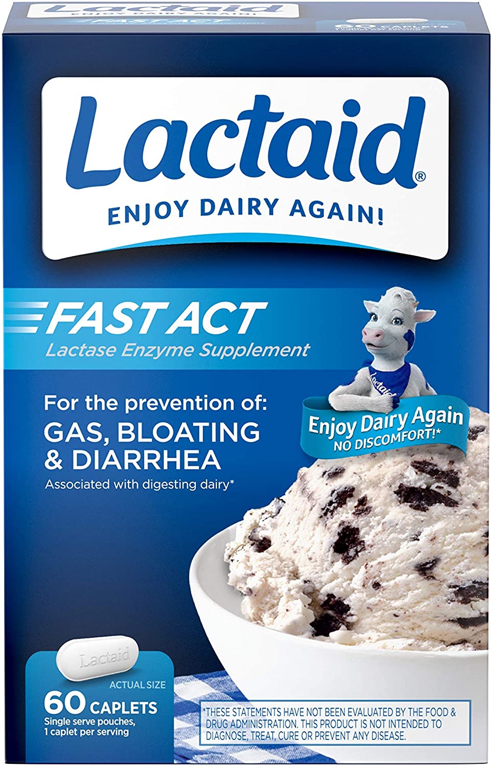 Lactaid Fast Act Lactose Intolerance Relief with Lactase Enzyme - 60 Caplets