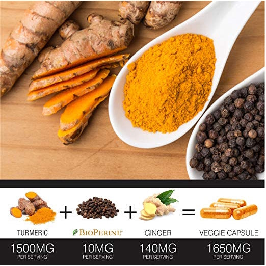 Turmeric Curcumin w BioPerine Black Pepper & Ginger 120 Caps