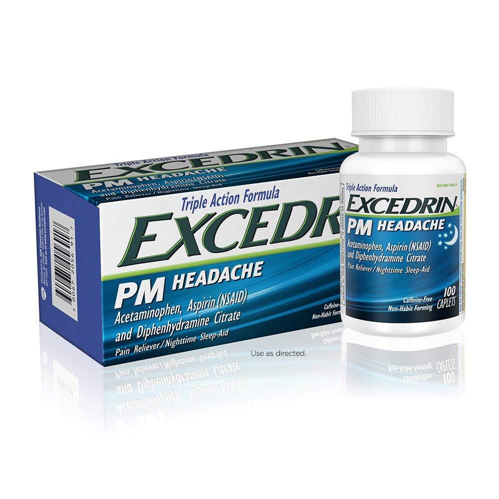 Excedrin PM Headache Diphenhydramine Citrate Pain Reliever / Nighttime Sleep-Aid (100 Caplets)