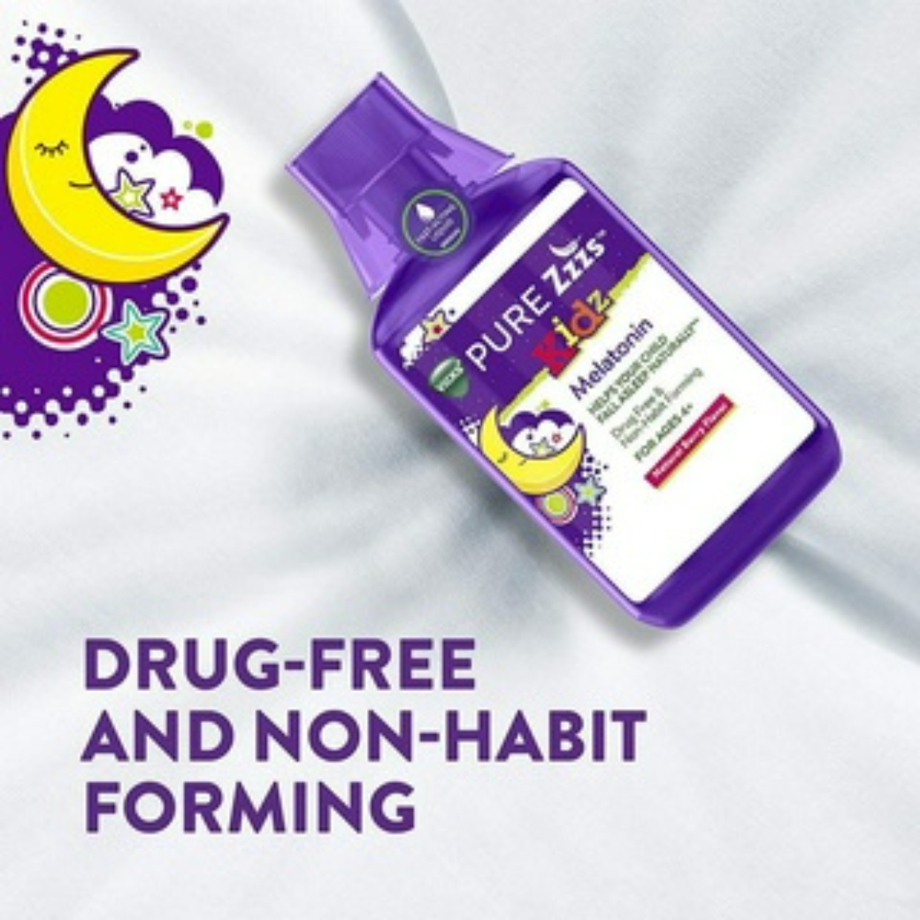 ZzzQuil Pure Zzzs Kidz Liquid Melatonin Nighttime Sleep-aid for Kids & Children 1mg per Serving