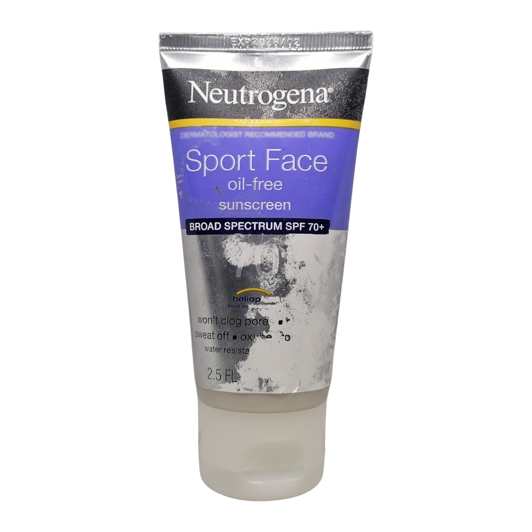 EXPIRY 02/2028 Neutrogena Sport Face Oil-Free Sunscreen SPF 70+, 2.5 oz / 73 ml (DAMAGED PACKAGING)