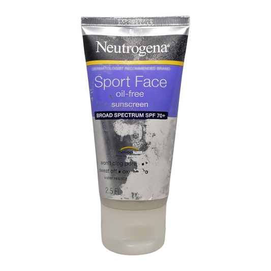 EXPIRY 02/2028 Neutrogena Sport Face Oil-Free Sunscreen SPF 70+, 2.5 oz / 73 ml (DAMAGED PACKAGING)