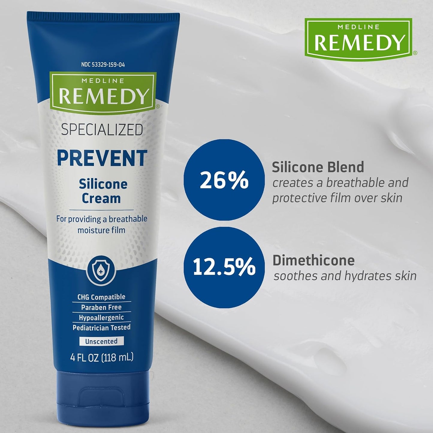 Medline Remedy Specialized Prevent Silicone Cream 4 fl oz / 118 mL