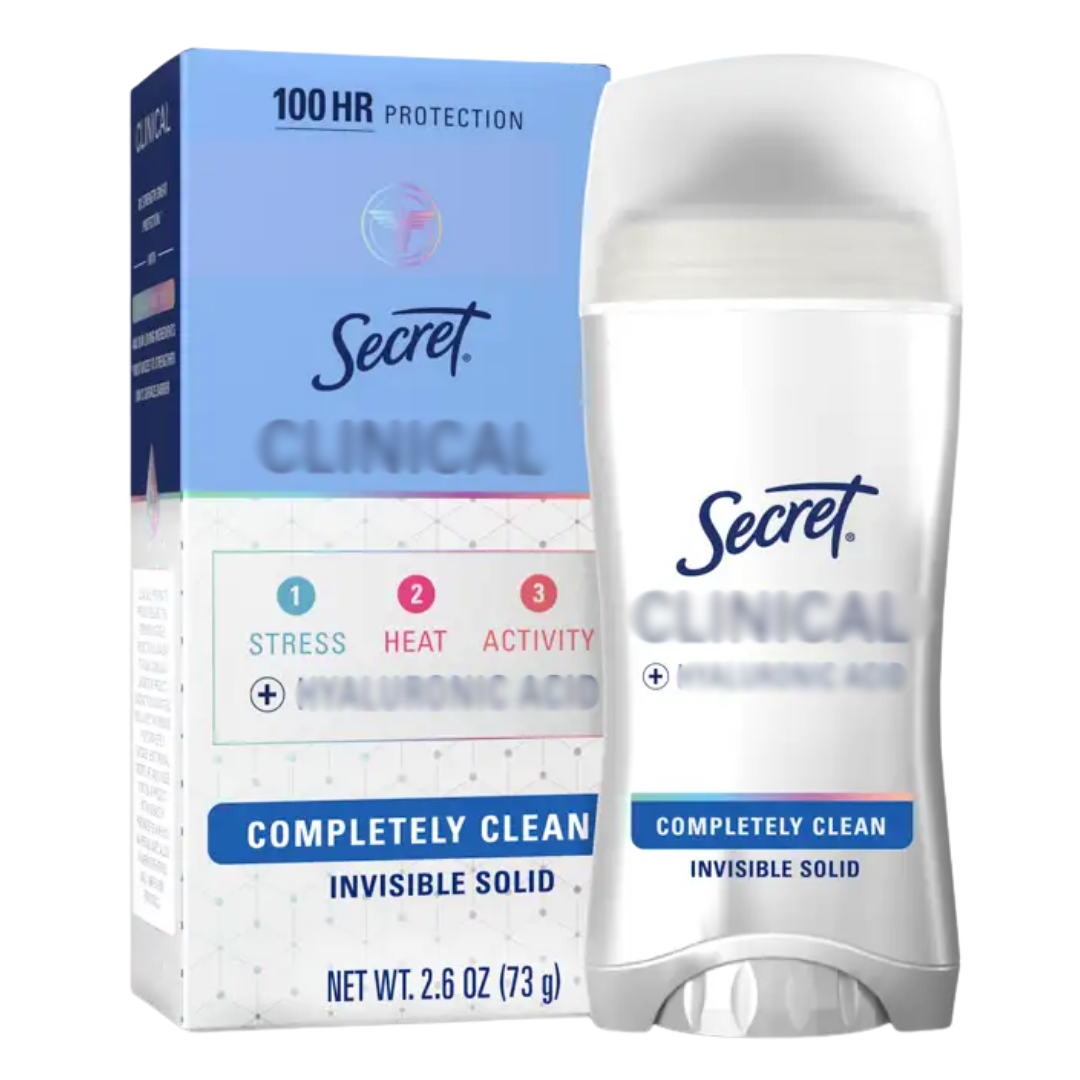 Secret Clinical Strength Antiperspirant Deodorant for Women Completely Clean Scent Invisible Solid, 2.6 oz. / 73g (PACKAGING MAY VARY)