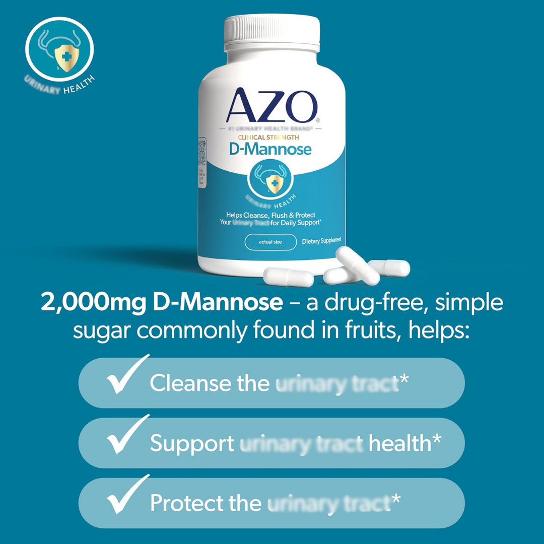 AZO D-Mannose Urinary Tract Health Helps Cleanse Flush & Protect Urinary Tract (120 Capsules)