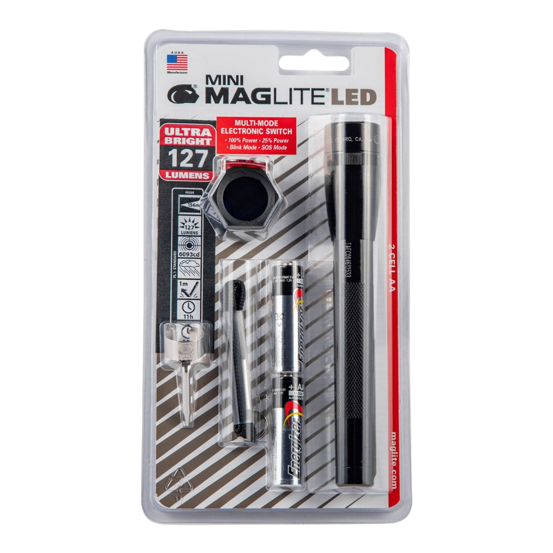 Mini MagLite Led Flashlight Ultra Bright 127 Lumens SP2201C, Black