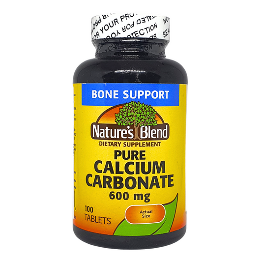 Nature's Blend Pure Calcium Carbonate 600mg Bone Support 100 Tablets