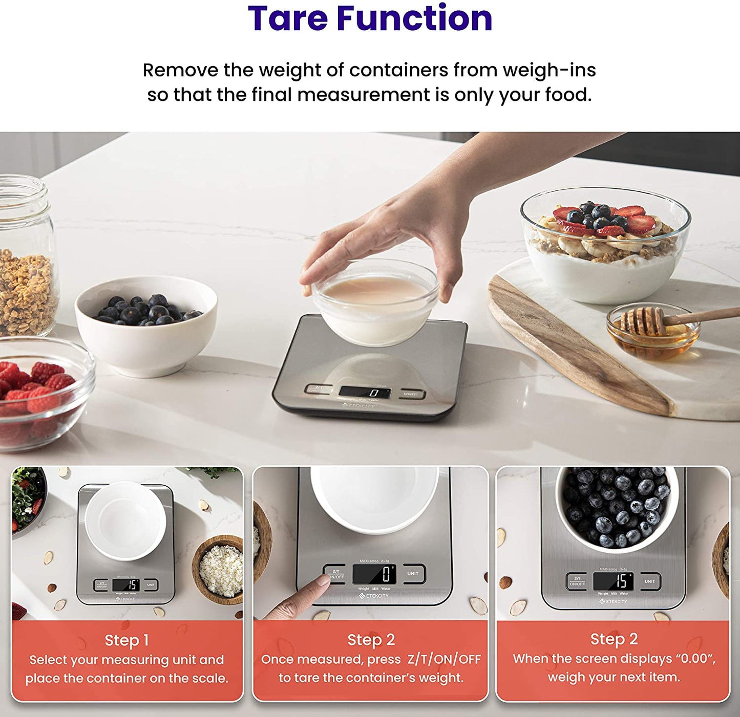 Etekcity Food Kitchen Scale, Measuring in Grams and Ounces, Small, 304 Stainless Steel