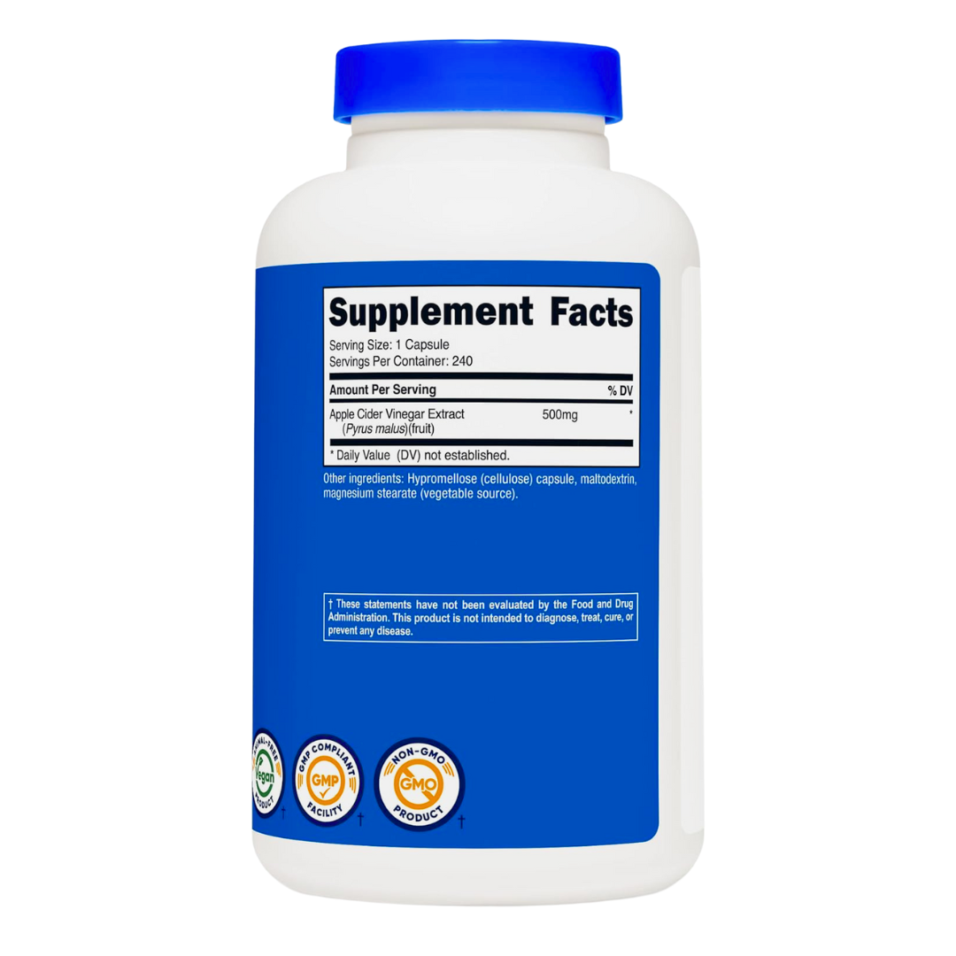 Nutricost Apple Cider Vinegar 500mg Supplement 240 Capsules