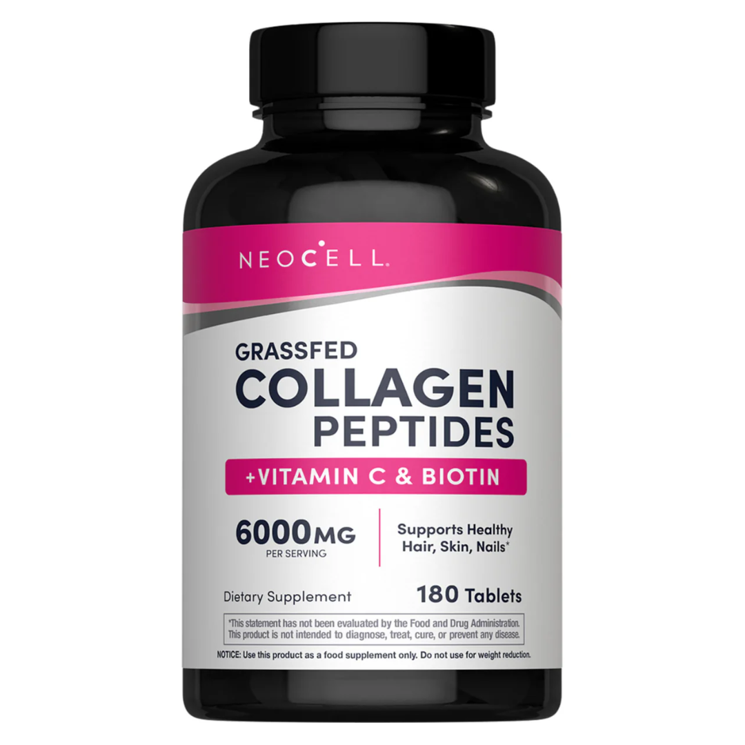 NeoCell Grassfed Collagen Peptides with Vitamin C & Biotin 6,000 mg, 180 Tablets