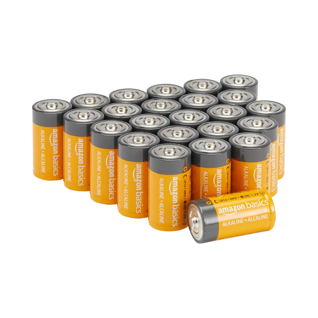 AmazonBasics C Cell 1.5 Volt Everyday Alkaline Batteries, 24 Pack