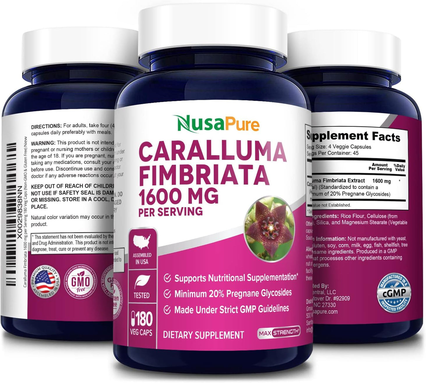 Nusapure Caralluma Fimbriata Max Strength 1600mg (180 Veggie Caps)