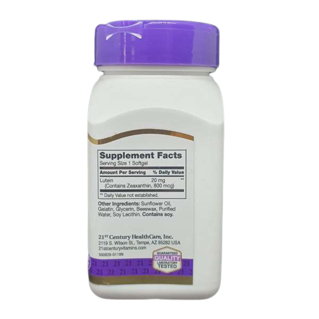 21st Century Lutein 20mg Eye Health Support, 60 Softgels