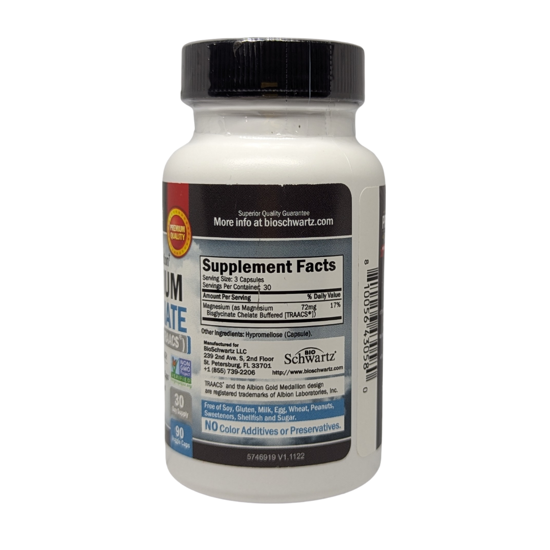 BIOSCHWARTZ Magnesium Bisglycinate Chelate Buffered, 90 Vegie Capsules