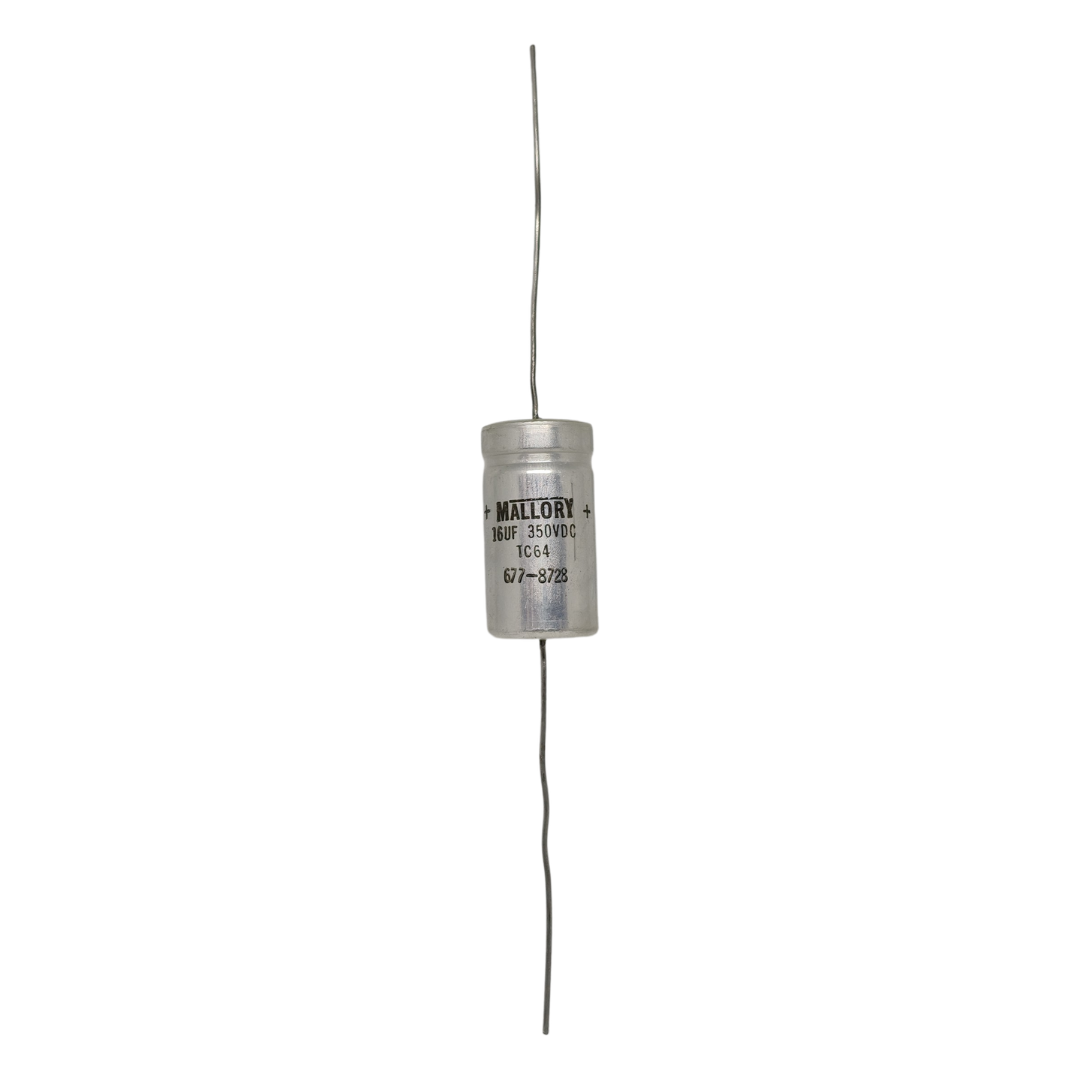 Mallory TC64 Aluminum Axial Electrolytic Capacitor 16uF 350VDC, 2 Pcs