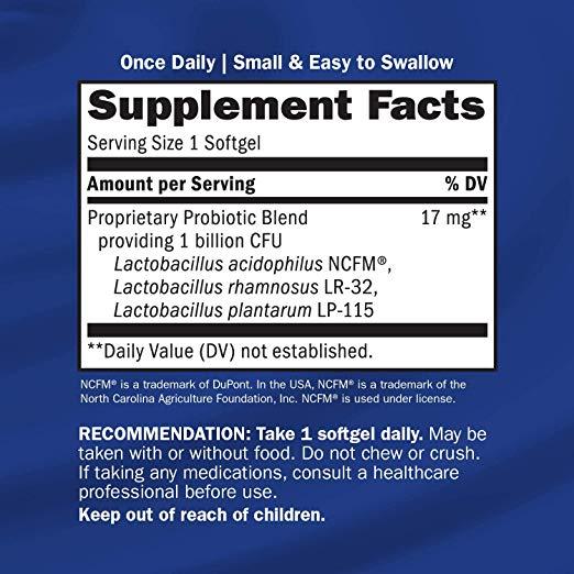 Probiotic Pearls Once Daily Women's Probiotic Supplement, 1 Billion Live Cultures, Survives Stomach Acid, No Refrigeration, 30 Softgels