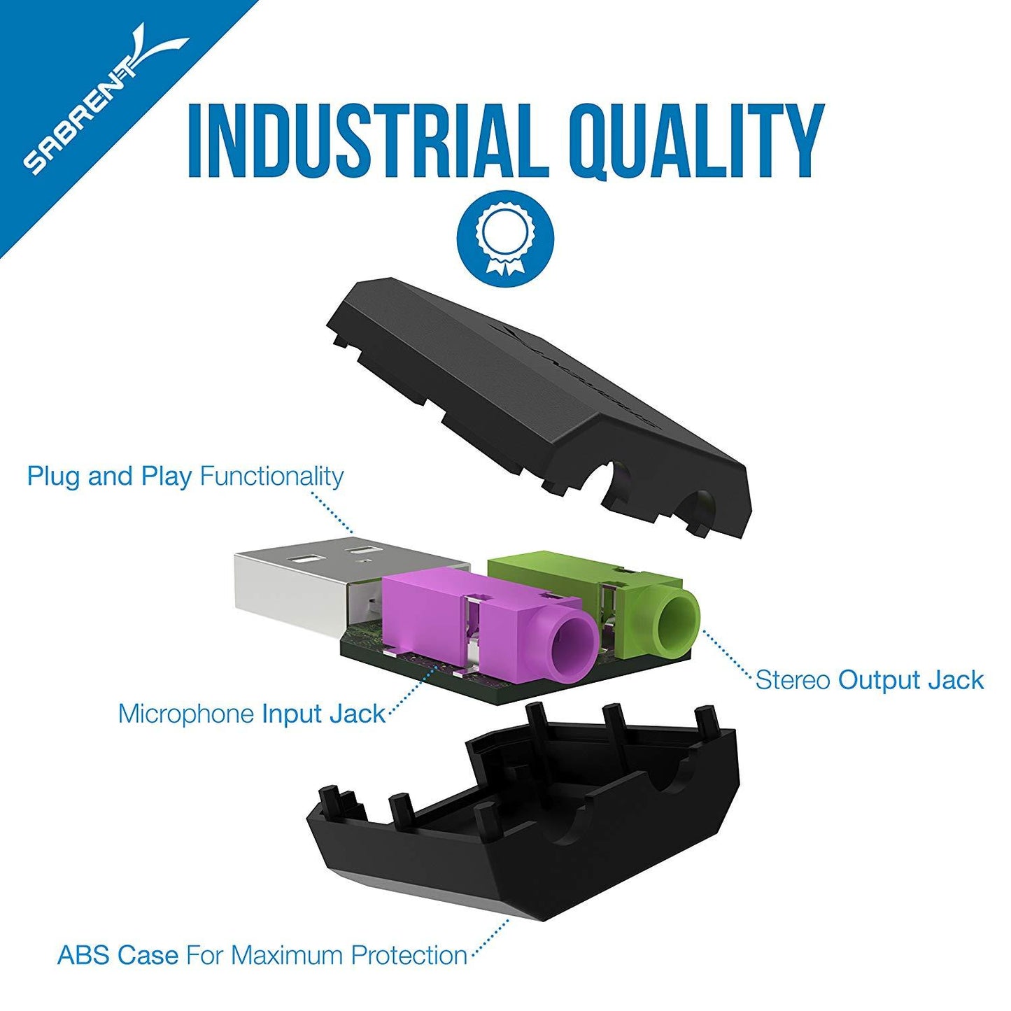 Sabrent USB External Stereo Sound Adapter for Windows and Mac (USB Type-A)