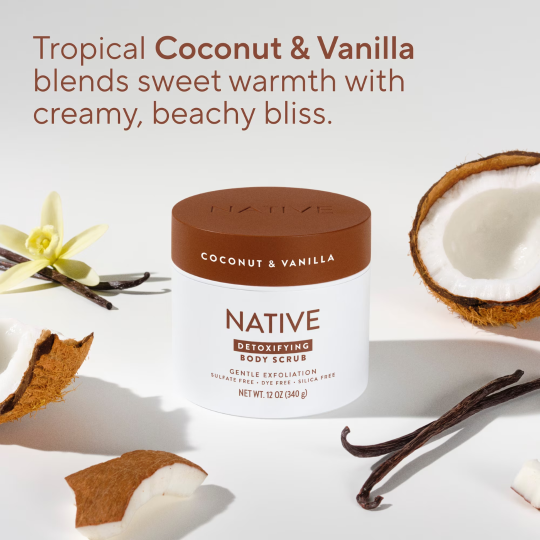 Native Detoxifying Body Scrub Coconut & Vanilla, 12 oz / 340 g