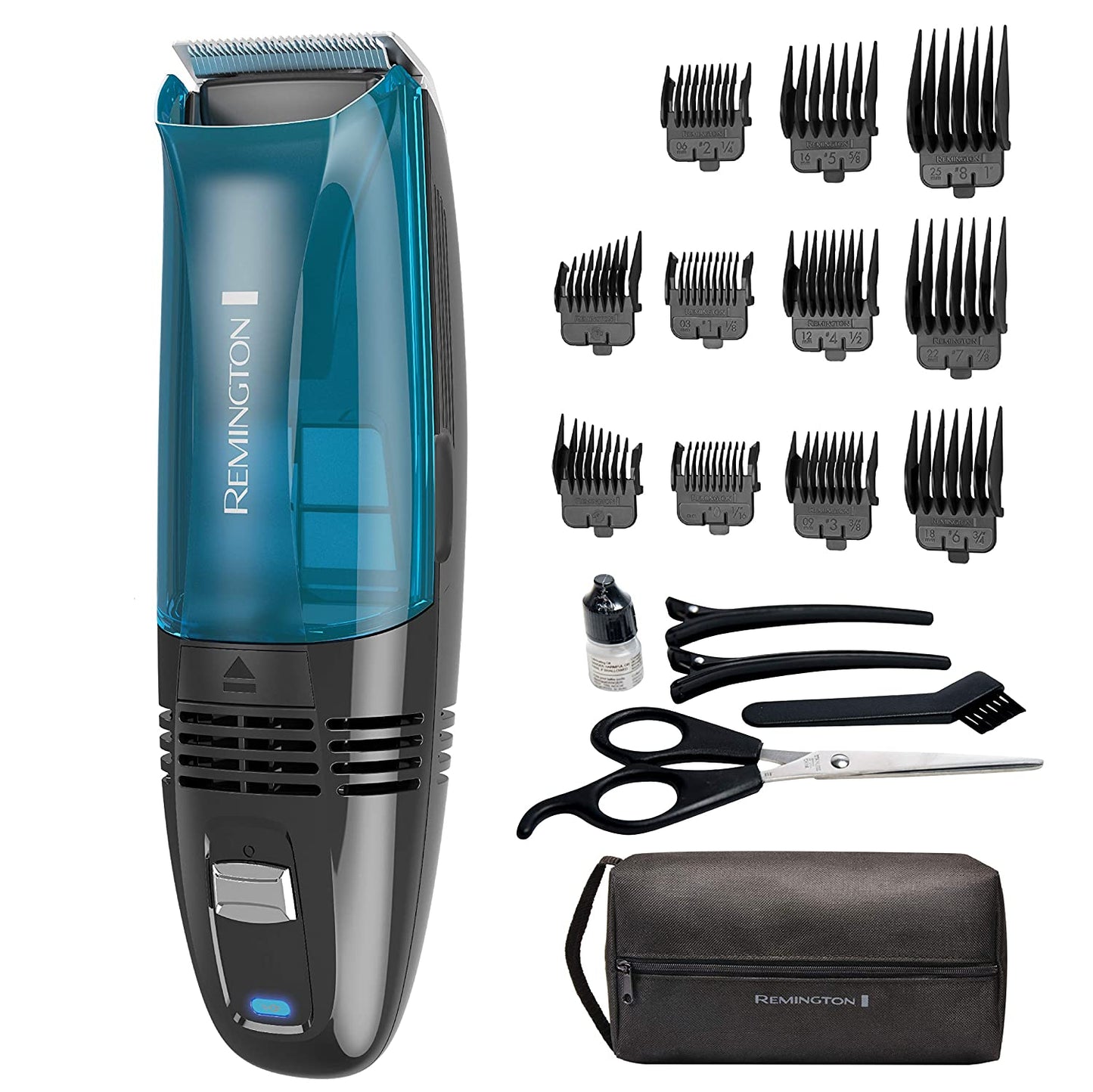 Remington HC6550 Cordless Vacuum Haircut Kit, Vacuum Beard Trimmer, Hair Clippers for Men, 18 Pieces