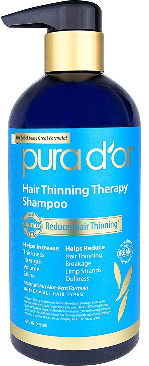 PURA D'OR Hair Thinning Therapy Shampoo, Reduces Hair Thinning (16 fl.oz / 473 ml)