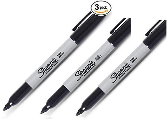 Sharpie 30001 Permanent Markers, Fine Point Black (Pack of 3)