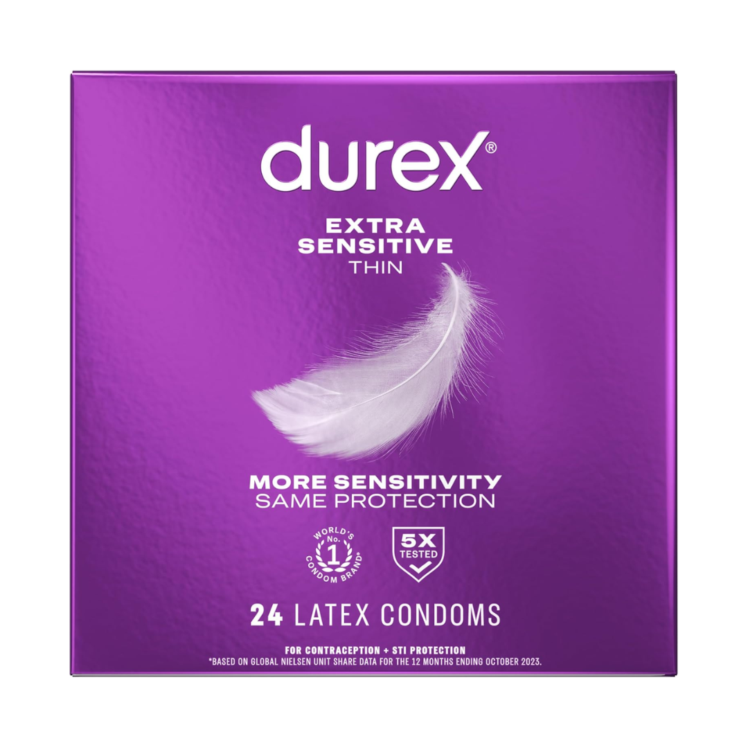 Durex Extra Sensitive Thin Regular Fit, 24 Latex Condoms